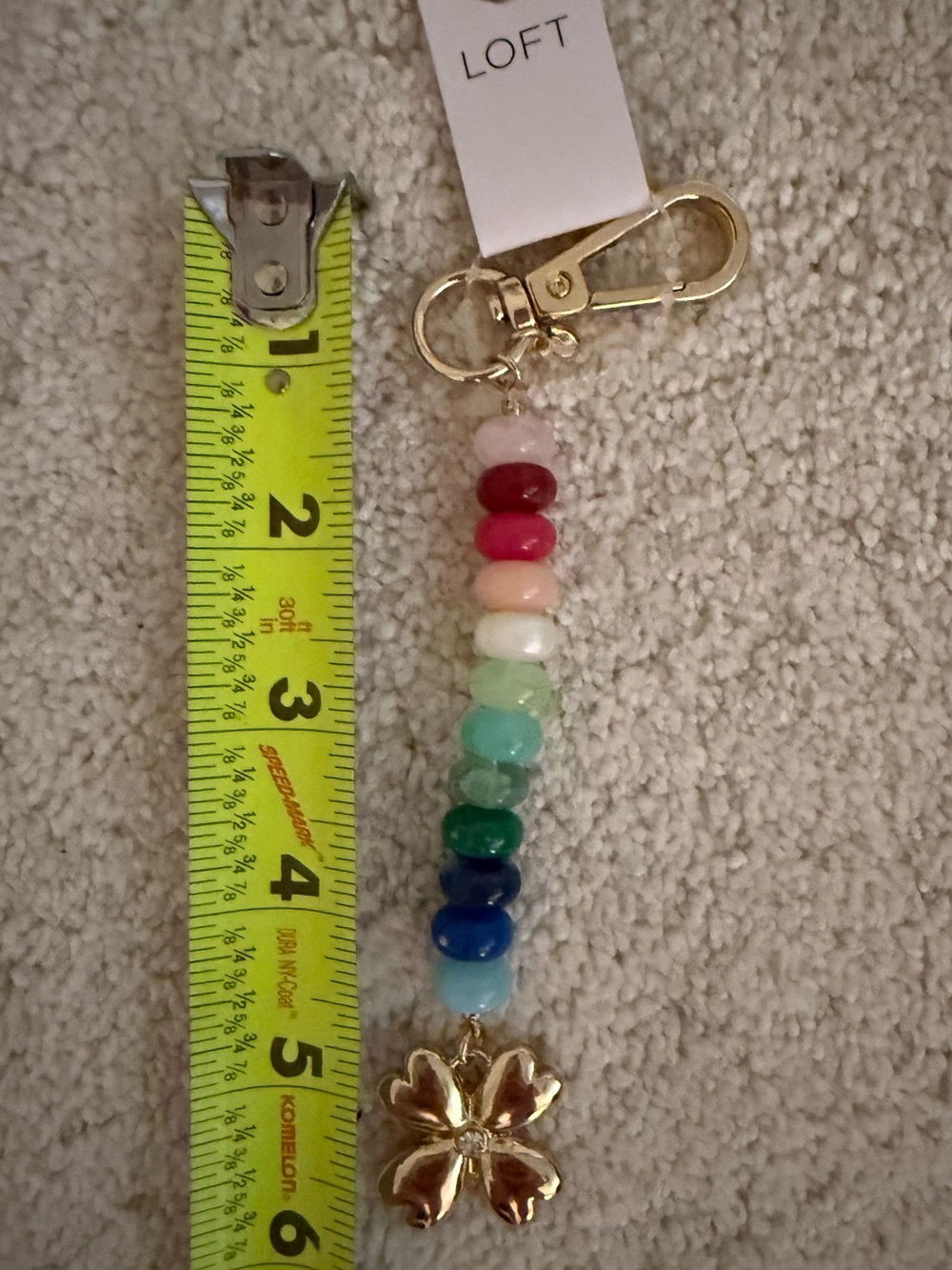 NEW! LOFT Rainbow Beaded Keychain with Gold Flower Charm